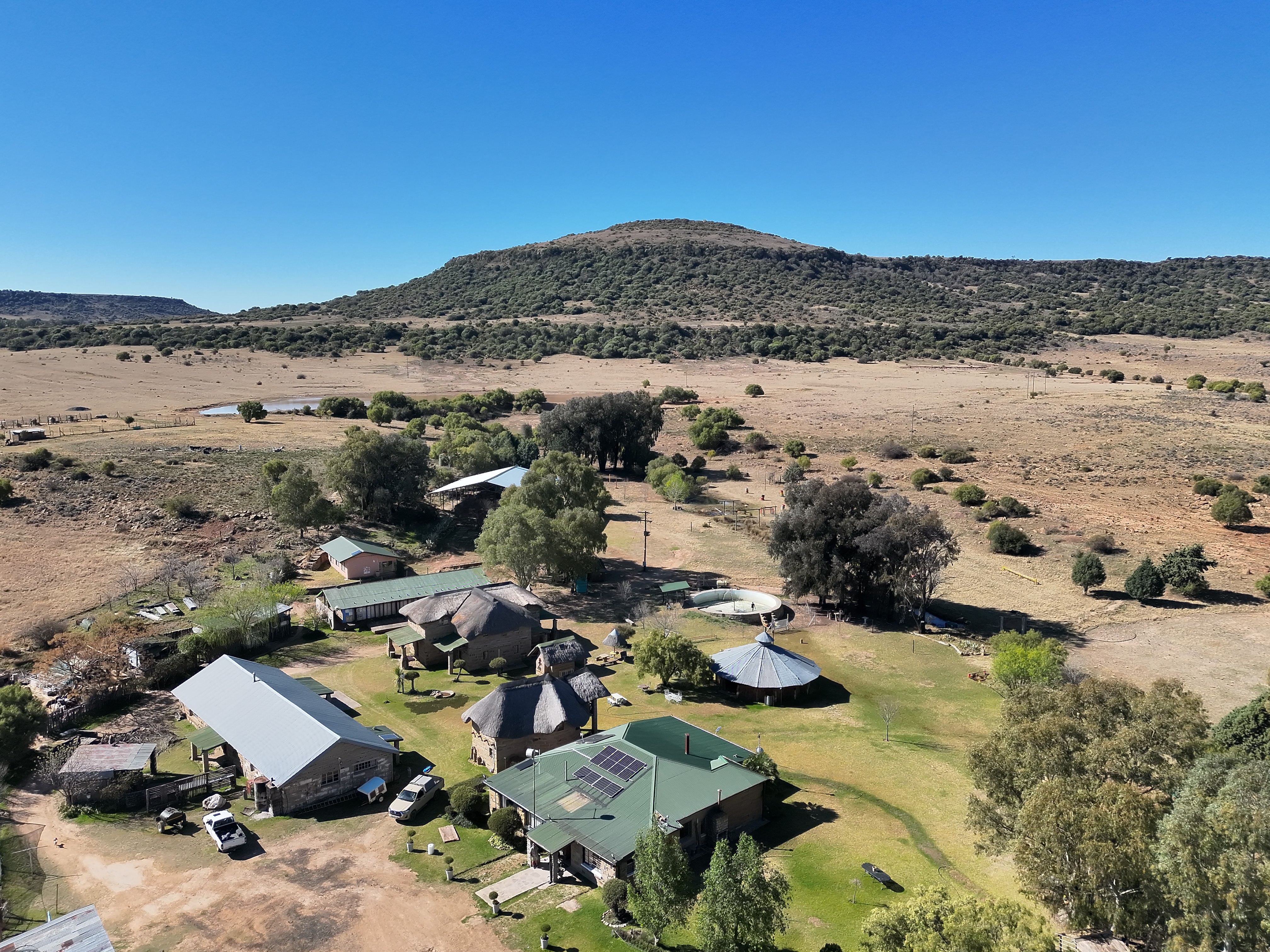 Aerial view of the On-Track Adventure property near Hobhouse